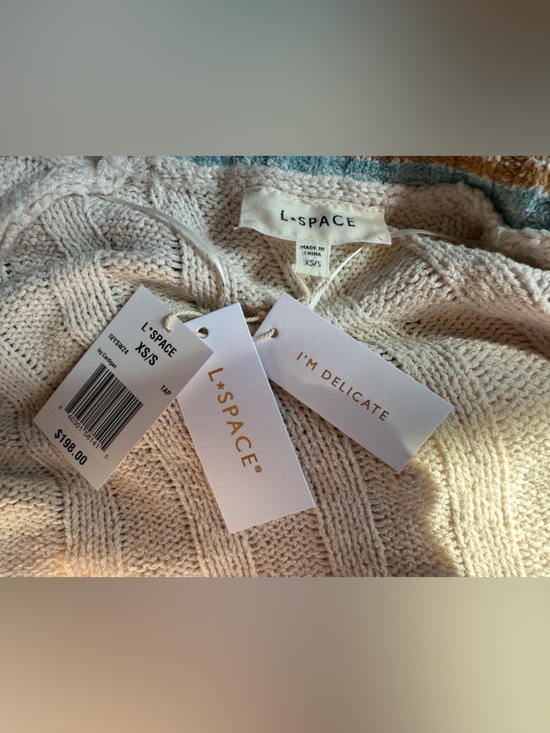 NWT l*space Knit Duster Cardigan in Ivy Cream Pastel Trim - Picture 10 of 11